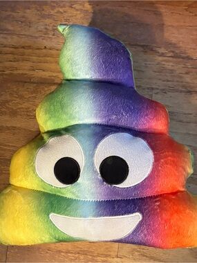 Rainbow Poop Emoji Accent Pillow - Plush Decorative Throw